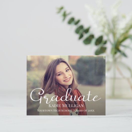 Erstellen Sie Ihr eigenes elegantes Script-Abschlu Ankündigungspostkarte (Stehend Vorderseite)