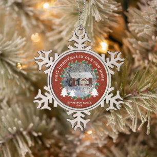Erstellen Sie Ihr eigenes erstes Weihnachten im ne Schneeflocken Zinn-Ornament