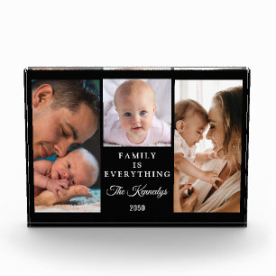 Erstellen Sie Ihr eigenes Familienzitat Schwarz 3 Fotoblock