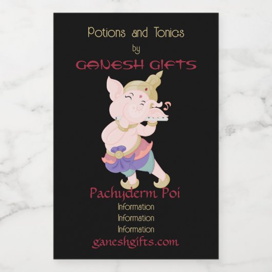 Erstellen Sie Ihr eigenes farbenfrohes Ganesh-Flut Weinetikett (Einzelnes Label)