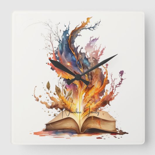 Erstellen Sie Ihr eigenes Feuergeflecht Quadratische Wanduhr (Vorderseite)