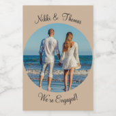 Erstellen Sie Ihr eigenes Foto Beige Verlobung Nam Weinetikett (Einzelnes Label)