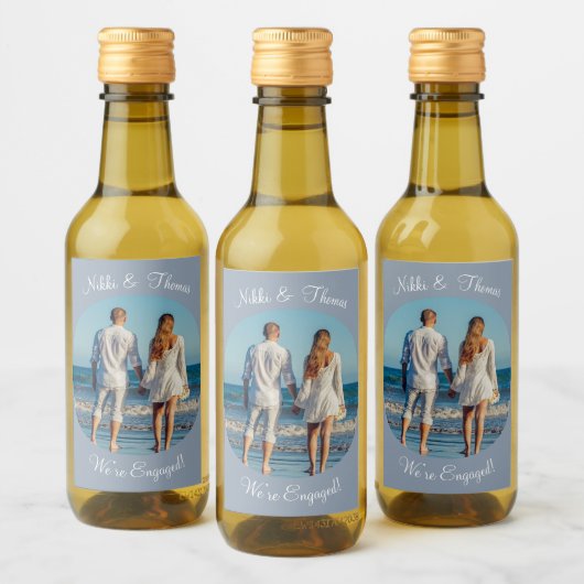 Erstellen Sie Ihr eigenes Foto Blue Verlobung Name Weinetikett