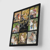Erstellen Sie Ihr eigenes Foto Collage Gold Skript Quadratische Wanduhr (Winkel)