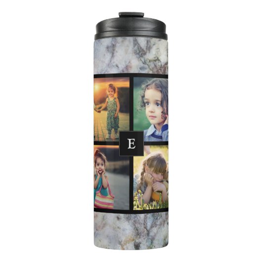 Erstellen Sie Ihr eigenes Foto Collage grau Marmor Thermosbecher (Vorderseite)