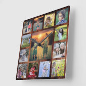 Erstellen Sie Ihr eigenes Foto Collage rustikales  Quadratische Wanduhr (Winkel)