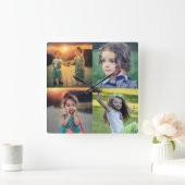 Erstellen Sie Ihr eigenes Foto Collage Trendsetter Quadratische Wanduhr (Zuhause)