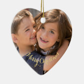 Erstellen Sie Ihr eigenes Foto Gold Text Weihnacht Keramik Ornament (Rechts)
