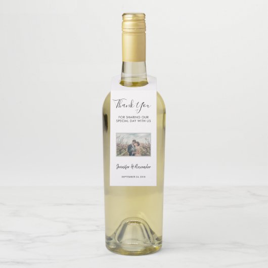 Erstellen Sie Ihr eigenes Foto Hochzeit Dankeschön Flaschenanhänger (Auf Flasche)