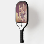Erstellen Sie Ihr eigenes Foto Monogram Schwarz-we Pickleball Schläger (Links)