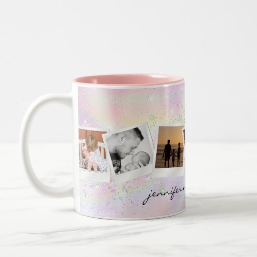 Erstellen Sie Ihr eigenes Foto Niedlich Girly Rain Zweifarbige Tasse (Links)