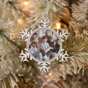 Erstellen Sie Ihr eigenes Foto Schneeflocken Zinn-Ornament