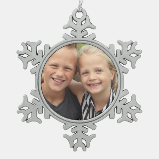 Erstellen Sie Ihr eigenes Foto Schneeflocken Zinn-Ornament (Vorderseite)