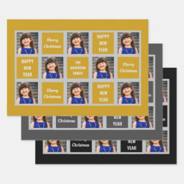 Erstellen Sie Ihr eigenes Foto Weihnachtsfeiertag Geschenkpapier Set