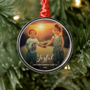 Erstellen Sie Ihr eigenes freudiges Familiefotoskr Ornament Aus Metall