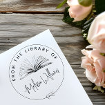 Erstellen Sie Ihr eigenes "From the Library"-Buchz Permastempel<br><div class="desc">Steigern Sie Ihre Buchsammlung mit unserer schicken, selbstfarbigen Buchzeichen-Briefmarke, die sich perfekt für Buchliebhaber, Lehrer und Bibliothekare eignet. Diese elegante, selbstfarbige Briefmarke verfügt über eine handgezeichnet, offene Buchillustrierung, umgeben von einem runden Rahmen mit einem botanischen Blattmotiv und schafft so ein zeitloses Design. Der Rundrahmen enthält "From the library of" in...</div>