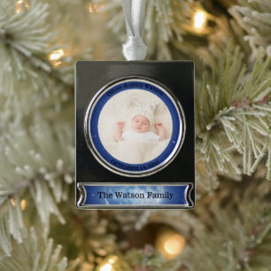 Erstellen Sie Ihr eigenes, für Neugeborene bestimm Banner-Ornament Silber