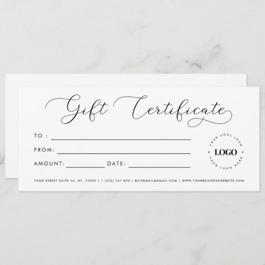 Erstellen Sie Ihr eigenes Geschenkzertifikat mit e (Vorne/Hinten)