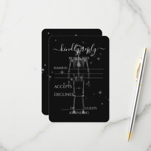 Erstellen Sie Ihr eigenes - glänzendes X-Ray Skele RSVP Karte (Vorderseite/Rückseite Beispiel)