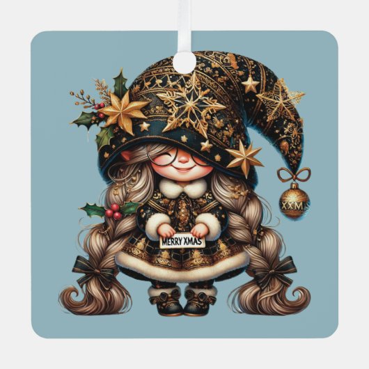 Erstellen Sie Ihr eigenes glückliches zauberhaftes Ornament Aus Metall (Vorderseite)