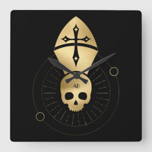 Erstellen Sie Ihr eigenes Gold Arcane Hierophant T Quadratische Wanduhr