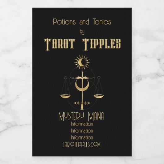 Erstellen Sie Ihr eigenes Gold Arcane Justice Taro Weinetikett (Einzelnes Label)