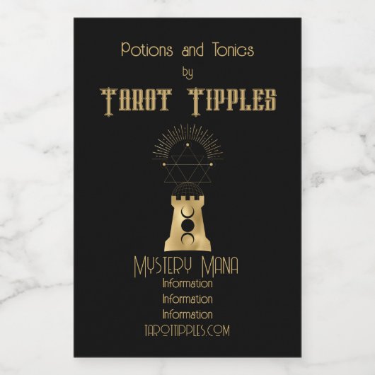 Erstellen Sie Ihr eigenes Gold Arcane Moon Tower T Weinetikett (Einzelnes Label)