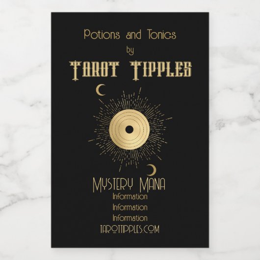 Erstellen Sie Ihr eigenes Gold Arcane Sun Tarot Weinetikett (Einzelnes Label)
