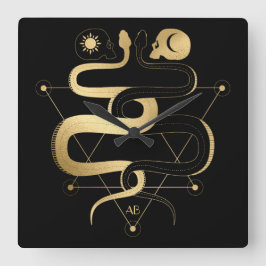 Erstellen Sie Ihr eigenes Gold Arcaner Lovers Taro Quadratische Wanduhr