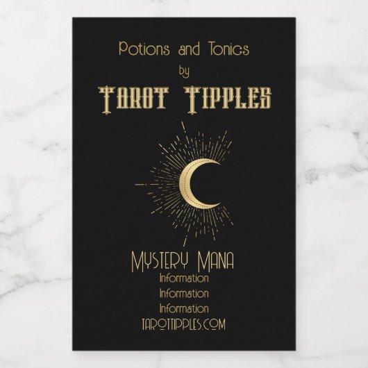 Erstellen Sie Ihr eigenes Gold Arcanon Moon Tarot Weinetikett (Einzelnes Label)