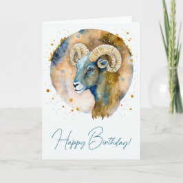 Erstellen Sie Ihr eigenes Gold & Blue Aries Zodiac Feiertagskarte