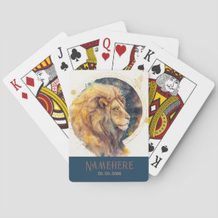 Erstellen Sie Ihr eigenes Gold & Blue Leo Zodiac Spielkarten