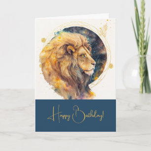 Erstellen Sie Ihr eigenes Gold & Blue Mystical Leo Feiertagskarte