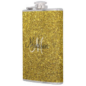 Erstellen Sie Ihr eigenes Gold Glitzer Monogramm Flachmann (Links)
