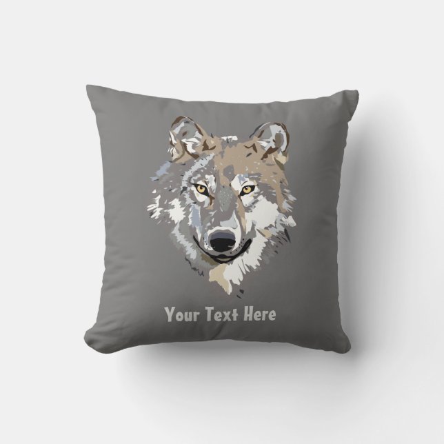 Erstellen Sie Ihr eigenes graues Wolf-Kissen Kissen (Vorderseite)