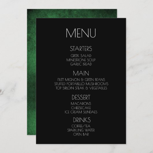 Erstellen Sie Ihr eigenes - Green Distressed Textu Menükarte (Vorne/Hinten)