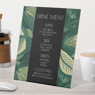 Erstellen Sie Ihr eigenes grünes Blätter Drink Men Sockelschild