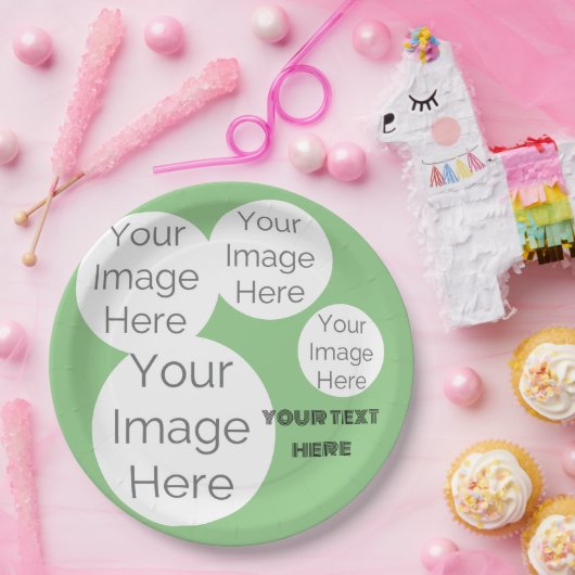 Erstellen Sie Ihr eigenes grünes Foto für die Text Pappteller (Party)