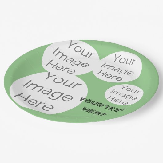 Erstellen Sie Ihr eigenes grünes Foto für die Text Pappteller (Schrägansicht)