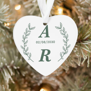 Erstellen Sie Ihr eigenes grünes Monogramm-Hochzei Ornament