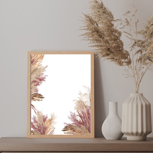 Erstellen Sie Ihr eigenes Heimwerk Boho Pampas Gra Poster