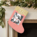 Erstellen Sie Ihr eigenes Hochzeitfoto Collage Mon Großer Weihnachtsstrumpf<br><div class="desc">Koral- und Goldhintergrund - Verwenden Sie 3 quadratische Fotos,  um ein einzigartiges und persönliches Jubiläumsgeschenk zu kreieren. Fügen Sie die Initialen der Braut und des Bräutigams hinzu. Wenn Sie die Bilder oder Monogramme anpassen müssen,  klicken Sie auf das Werkzeug anpassen,  um Änderungen vorzunehmen.</div>
