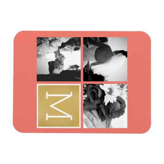 Erstellen Sie Ihr eigenes Hochzeitfoto Collage Mon Magnet (Horizontal)