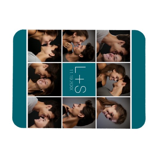 Erstellen Sie Ihr eigenes Hochzeitfoto Collage Mon Magnet (Horizontal)