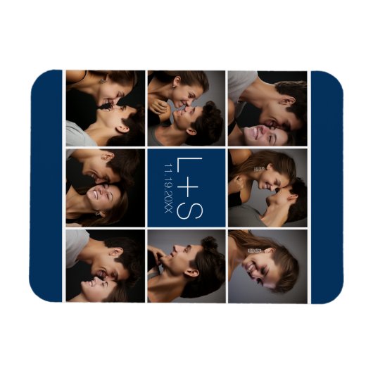 Erstellen Sie Ihr eigenes Hochzeitfoto Collage Mon Magnet (Horizontal)