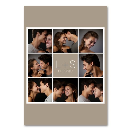 Erstellen Sie Ihr eigenes Hochzeitfoto Collage Mon Tischnummer (Vorderseite)