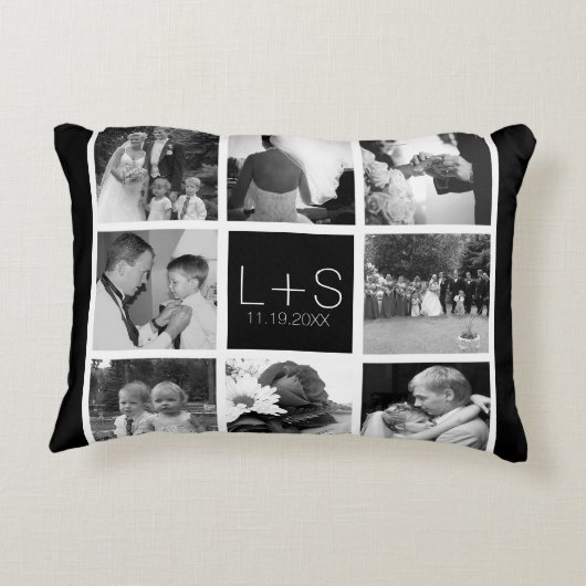 Erstellen Sie Ihr eigenes Hochzeitfoto Collage Mon Zierkissen (Rückseite)