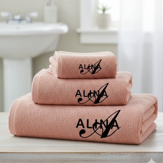 Erstellen Sie Ihr eigenes individuelles Monogramm Badhandtuch Set