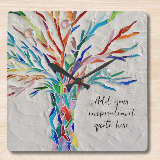 Erstellen Sie Ihr eigenes inspirierendes Zitat Quadratische Wanduhr