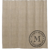 Erstellen Sie Ihr eigenes Jute-Retro-Logo-Monogram Duschvorhang (Vorderseite)